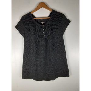 J Jill Gray Wool Blen Rabbit Hair Short Sleeve Knit Sweater Top Pullover S